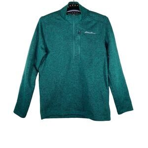 Eddie Bauer Men's Fleece Convector 1/2-Zip Pullover Knitted Sweater Green Small